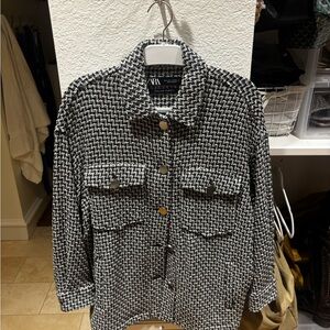 Zara Monochrome Houndstooth Blazer